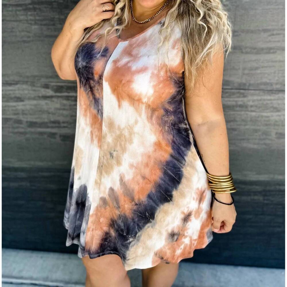 NEW BLAKELEY sunset dreams dress in black/orange/white/tan